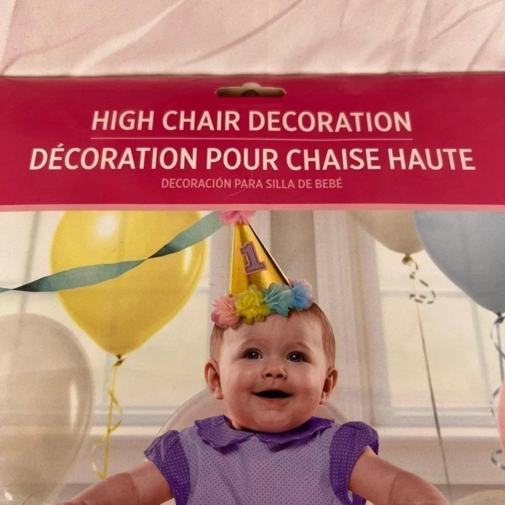 Amscan High Chair Decoration Baby 1st Birthday Multicolor New Tulle One Banner